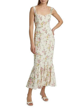 NEW, REFORMATION Irisa Floral Flounce Maxi Dress in Posy Sz 6 #MD1704